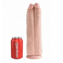 King Cock 11 Inch Two Cocks One Hole Hollow Strap-On Realistic Dildo-Flesh -Sex Shop king cock 11 inch two cocks one hole hollow strap on realistic dildo flesh 3