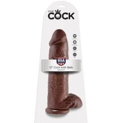 King Cock 12 Inch Realistic Dildo With Balls -Brown -Sex Shop king cock 12 inch realistic dildo with balls brown 4