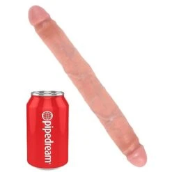 King Cock 12 Inch Slim Double Ended Realistic Dildo-Flesh