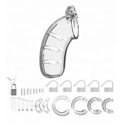 ManCage Model 03 Chastity Cock Cage Device 4.5 Inches-Clear -Sex Shop mancage model 03 chastity cock cage device 4 5 inches clear 2