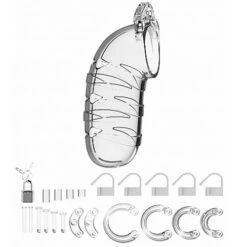ManCage Model 05 Chastity Cock Cage Device 5.5 Inches-Clear