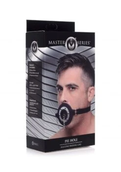 Master Series Pie Hole Silicone Feeding Gag - Black -Sex Shop master series pie hole silicone feeding gag black 8