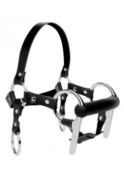 Master Series Steed Silicone Bit And Bridle Head Harness - Black -Sex Shop master series steed silicone bit and bridle head harness black 2