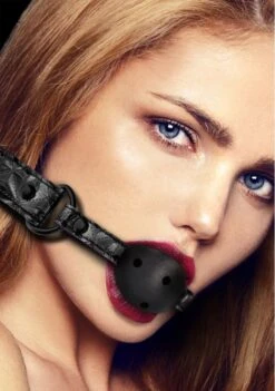Ouch! Luxury Breathable Luxury Ball Gag - Black -Sex Shop ouch luxury breathable luxury ball gag black 4