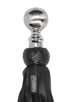 Ouch! Pain Heavy Metal Ball Flogger Softy Leather - Black