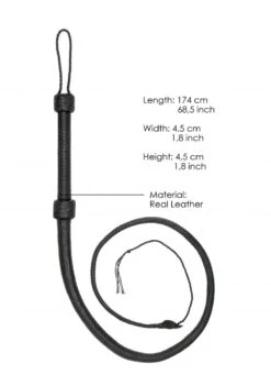 Ouch! Pain Real Leather Bullwhip - Black