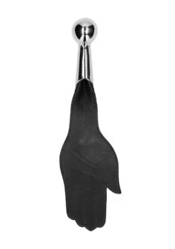 Ouch! Pain Saddle Leather Hand Paddle Metal Ball Handle - Black