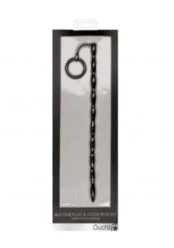 Ouch Silicone Plug & Cock Ring Set - Urethral Sounding - Black -Sex Shop ouch silicone plug cock ring set urethral sounding black 7