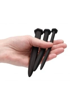 Ouch Silicone Rugged Nail Plug Set - Urethral Sounding - Black -Sex Shop ouch silicone rugged nail plug set urethral sounding black 2