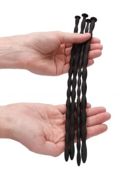 Ouch Silicone Spiral Screw Plug Set - Advanced Urethral Sounding - Black -Sex Shop ouch silicone spiral screw plug set advanced urethral sounding black 2