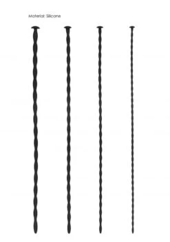 Ouch Silicone Spiral Screw Plug Set - Beginner Urethral Sounding - Black