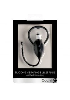 Ouch Urethral Sounding Vibrating Bullet Plug - Black