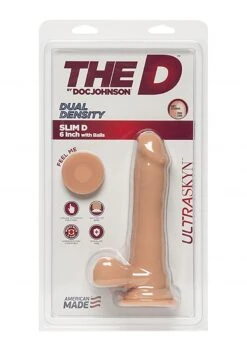 The D™ - Slim D - ULTRASKYN™ 6.5" Dildo With Balls - Vanilla