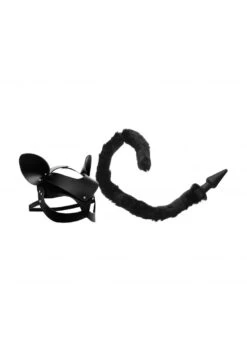 XR Brands Cat Tail Anal Plug And Mask Set - Black -Sex Shop xr brands cat tail anal plug and mask set black 5